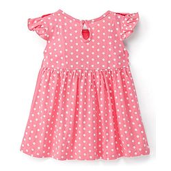 Babyhug Cotton Knit Half Sleeves Frocks Polka Dots Printed with Bow Applique Pack of 2 with Bag - Pink & Grey - Image 5