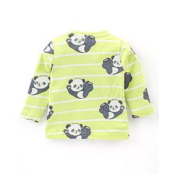 Babyhug Cotton Knit Half Sleeves Night Suit With Panda Print - Green - Image 3
