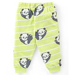 Babyhug Cotton Knit Half Sleeves Night Suit With Panda Print - Green - Image 5