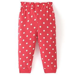 Babyhug Cotton Looper Full Length Lounge Pant Polka Dots - Red - Image 6