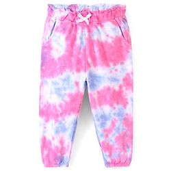 Babyhug Cotton Looper Full Length Lounge Pant Tie Dye Print- Pink - Image 4