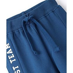 Babyhug Cotton Looper Knit Full Length Lounge Pant Text Print - Blue - Image 3