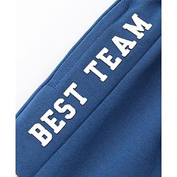 Babyhug Cotton Looper Knit Full Length Lounge Pant Text Print - Blue - Image 4