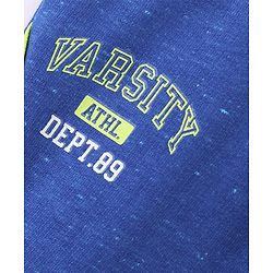 Babyhug Cotton Looper Knit Full Length Lounge Pant Text Printed - Blue - Image 3