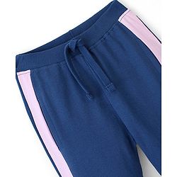 Babyhug Cotton Looper Knit Full Length Lounge Pant Text Printed - Blue - Image 3