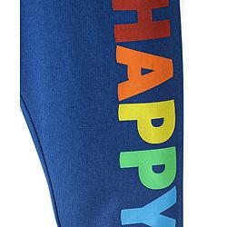 Babyhug Cotton Looper Knit Full Length Lounge Pant Text Printed - Navy Blue - Image 4