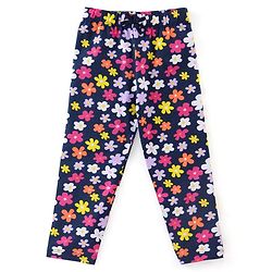 Babyhug Cotton Lycra Full Length Leggings Floral Print Pack of 3 - Multicolour - Image 6