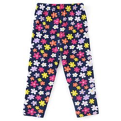 Babyhug Cotton Lycra Full Length Leggings Floral Print Pack of 3 - Multicolour - Image 7