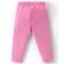 Babyhug Cotton Lycra Full Length  Leggings Hearts & Polka Dots Printed Pack of 3 - Blue & Pink - Image 3