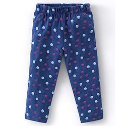 Babyhug Cotton Lycra Full Length  Leggings Hearts & Polka Dots Printed Pack of 3 - Blue & Pink - Image 4