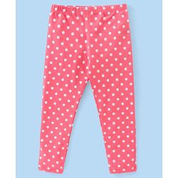 Babyhug Cotton Lycra Full Length Polka Dots & Floral Printed Leggings Pack of 3 - Multicolour - Image 6
