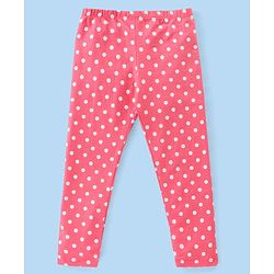 Babyhug Cotton Lycra Full Length Polka Dots & Floral Printed Leggings Pack of 3 - Multicolour - Image 7