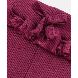 Babyhug Cotton Lycra Full length Solid Color Legging - Red - Image 3