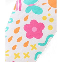 Babyhug Cotton Lycra Full Length Stretchable Legging Floral Print Pack Of 3 - Pink White & Yellow - Image 8