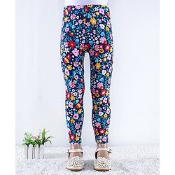 Babyhug Cotton Lycra Knit Full Length Polka Dots & Floral Printed Leggings Pack of 2 - Multicolour - Image 3