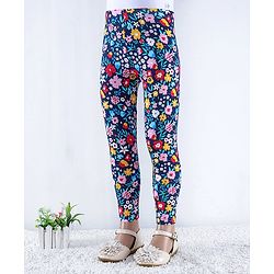 Babyhug Cotton Lycra Knit Full Length Polka Dots & Floral Printed Leggings Pack of 2 - Multicolour - Image 4