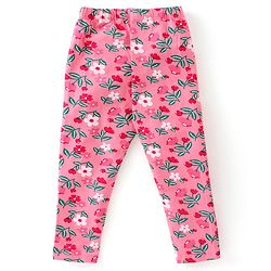 Babyhug Cotton Lycra Knit Full Length Stretchable Legging Floral Print Pack of 2 - Pink - Image 3
