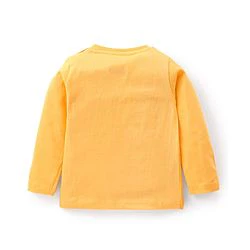 Babyhug Cotton Single Jersey Knit Full Sleeves Night Suit Stripes & Simba Print - Yellow - Image 3