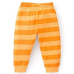 Babyhug Cotton Single Jersey Knit Full Sleeves Night Suit Stripes & Simba Print - Yellow - Image 4