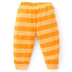 Babyhug Cotton Single Jersey Knit Full Sleeves Night Suit Stripes & Simba Print - Yellow - Image 5