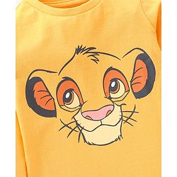 Babyhug Cotton Single Jersey Knit Full Sleeves Night Suit Stripes & Simba Print - Yellow - Image 6