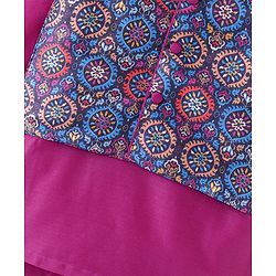 Babyhug Cotton Woven Full Sleeves Floral Printed Kurta & Dhoti Set with Jacket - Purple - Image 10
