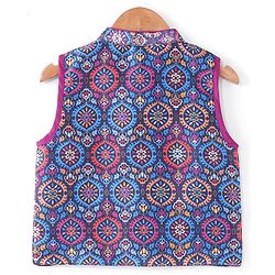 Babyhug Cotton Woven Full Sleeves Floral Printed Kurta & Dhoti Set with Jacket - Purple - Image 3