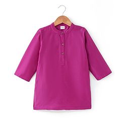 Babyhug Cotton Woven Full Sleeves Floral Printed Kurta & Dhoti Set with Jacket - Purple - Image 4