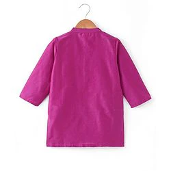 Babyhug Cotton Woven Full Sleeves Floral Printed Kurta & Dhoti Set with Jacket - Purple - Image 5