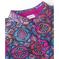 Babyhug Cotton Woven Full Sleeves Floral Printed Kurta & Dhoti Set with Jacket - Purple - Image 8