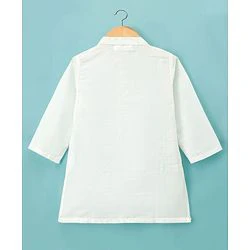 Babyhug Cotton Woven Full Sleeves Kurta Dhoti Set with Jacket & Aztec Design - White - Image 28