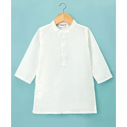 Babyhug Cotton Woven Full Sleeves Kurta Dhoti Set with Jacket & Aztec Design - White - Image 38