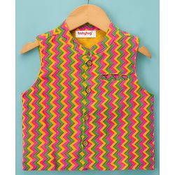 Babyhug Cotton Woven Full Sleeves Kurta Dhoti Set with Jacket & Aztec Design - White - Image 47