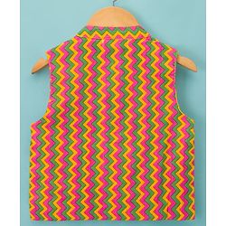 Babyhug Cotton Woven Full Sleeves Kurta Dhoti Set with Jacket & Aztec Design - White - Image 48