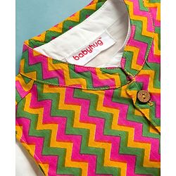 Babyhug Cotton Woven Full Sleeves Kurta Dhoti Set with Jacket & Aztec Design - White - Image 53