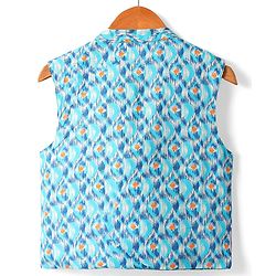 Babyhug Cotton Woven Full Sleeves  Kurta Dhoti Set with Motif Printed Waistcoat - Blue - Image 4