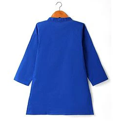 Babyhug Cotton Woven Full Sleeves  Kurta Dhoti Set with Motif Printed Waistcoat - Blue - Image 6