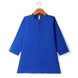 Babyhug Cotton Woven Full Sleeves  Kurta Dhoti Set with Motif Printed Waistcoat - Blue - Image 5