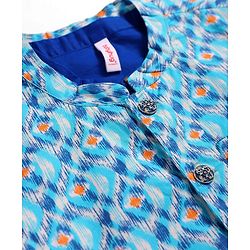 Babyhug Cotton Woven Full Sleeves  Kurta Dhoti Set with Motif Printed Waistcoat - Blue - Image 9