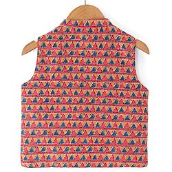 Babyhug Cotton Woven Full Sleeves Kurta & Pajama Set with Coat Chevron Print - Cream - Image 3