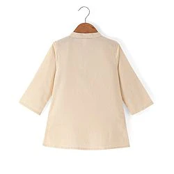 Babyhug Cotton Woven Full Sleeves Kurta & Pajama Set with Coat Chevron Print - Cream - Image 5