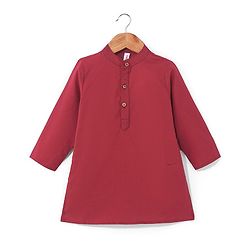 Babyhug Cotton Woven Full Sleeves Solid Kurta & Pajama Set with Floral Print Jacket - Red & Yellow - Image 23