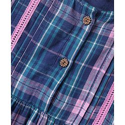 Babyhug Cotton Woven Full Sleeves Yard Dyed Checkered Frock - Blue - Image 7