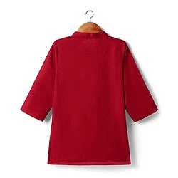 Babyhug Cotton Woven Mandarin Collar Full Sleeves Kurta Dhoti Set With Textured Print Jacket - Red - Image 5