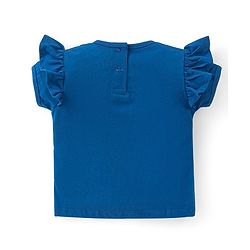 Babyhug Disney Cotton Knit Half Sleeves Top & Mid Length Skirt Set With Frill Detail & Minnie Mouse Graphics - Navy & Red - Image 3