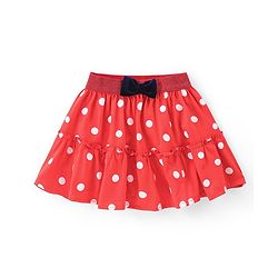 Babyhug Disney Cotton Knit Half Sleeves Top & Mid Length Skirt Set With Frill Detail & Minnie Mouse Graphics - Navy & Red - Image 4