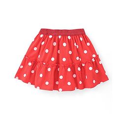 Babyhug Disney Cotton Knit Half Sleeves Top & Mid Length Skirt Set With Frill Detail & Minnie Mouse Graphics - Navy & Red - Image 5