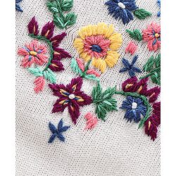 Babyhug Full Sleeves Embroidered Sweater- White - Image 4