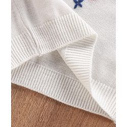 Babyhug Full Sleeves Embroidered Sweater- White - Image 5