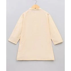 Babyhug Full Sleeves Kurta & Dhoti With Jacket Embroidery Detailing - Cream Maroon - Image 3